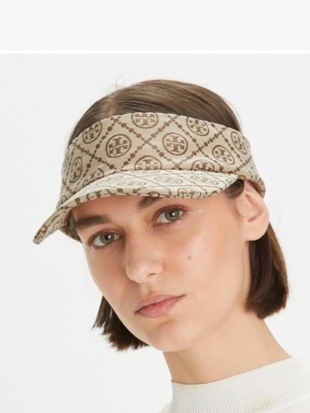 Tory Burch T Monogram Jacquard Visor Hazel NWOT